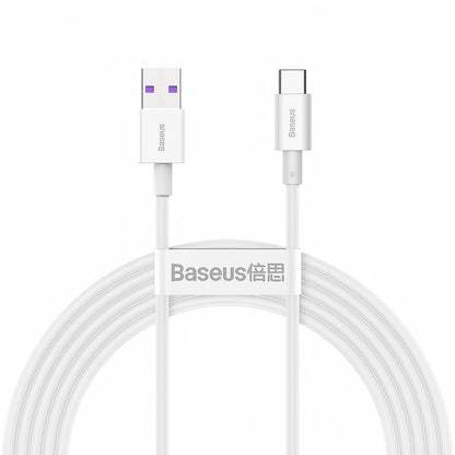 Data and Charging Cable USB-A - USB-C Baseus Superior Series, 66W, 2m, White CATYS-A02