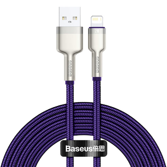 Data- en Oplaadkabel USB-A - Lightning Baseus Cafule Metal Series, 18W, 2m, Paars CALJK-B05