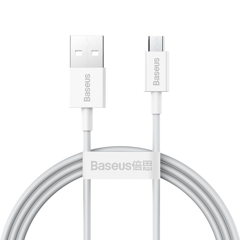USB-A - microUSB Data- en Oplaadkabel Baseus Superior Series, 18W, 2m, Wit CAMYS-A02