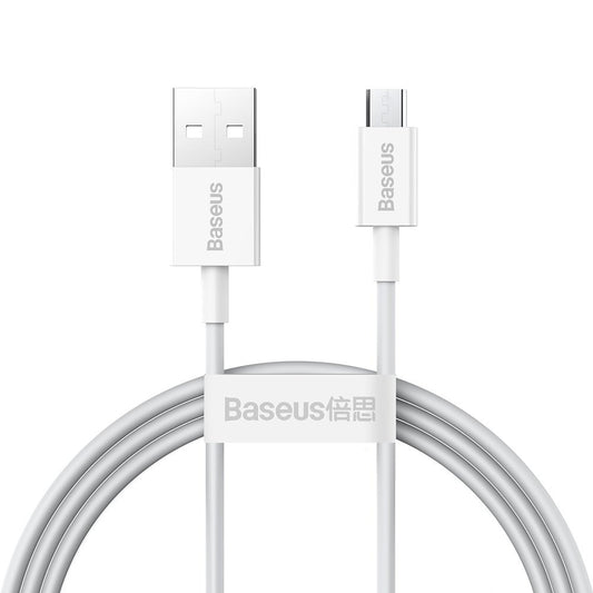 USB-A - microUSB Data- en Oplaadkabel Baseus Superior Series, 18W, 2m, Wit CAMYS-A02