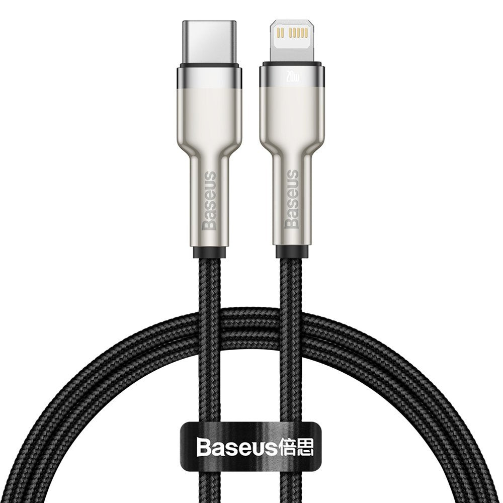 Data and Charging Cable USB-C - Lightning Baseus Cafule Metal Series, 20W, 0.25m, Black CATLJK-01 