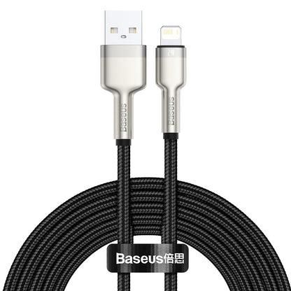 Data- en Oplaadkabel USB-A - Lightning Baseus Cafule Metal Series, 18W, 2m, Zwart CALJK-B01
