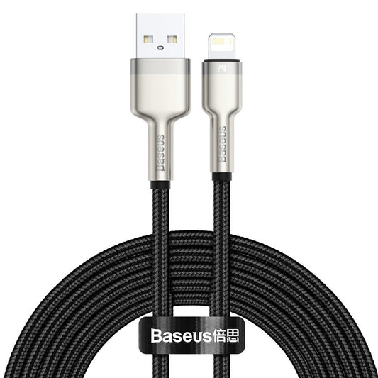 Data- en Oplaadkabel USB-A - Lightning Baseus Cafule Metal Series, 18W, 2m, Zwart CALJK-B01