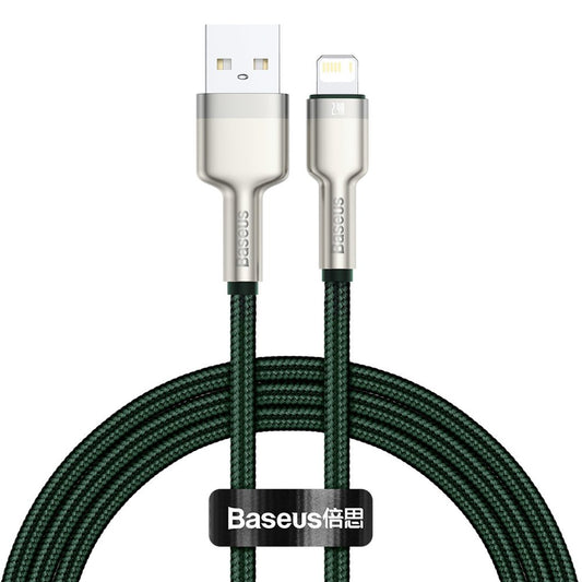 USB-A - Lightning Data en Oplaadkabel Baseus Cafule Metal Series, 18W, 1m, Groen CALJK-A06