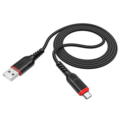 HOCO X59 Victory USB-A - microUSB data- en oplaadkabel, 18W, 1m, Zwart