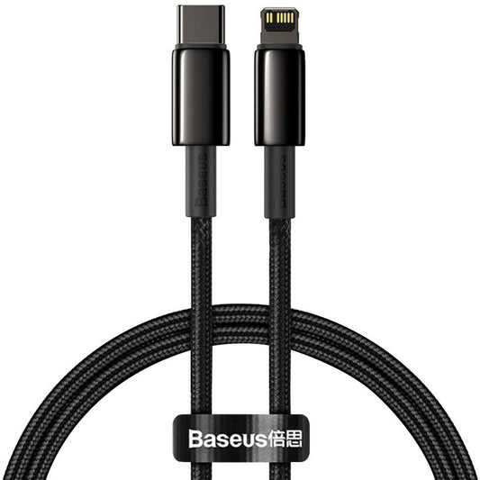 Data and Charging Cable USB-C - Lightning Baseus Tungsten Tungsten Gold, 20W, 1m, Black CATLWJ-01 CATLWJ-01