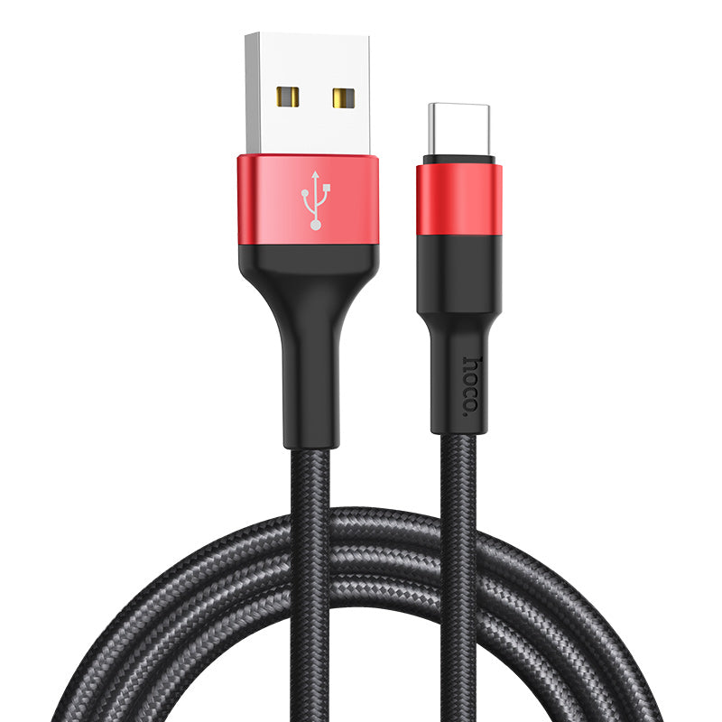 USB-A - USB-C Data- en Oplaadkabel HOCO X26 Xpress, 18W, 1m, Zwart Rood