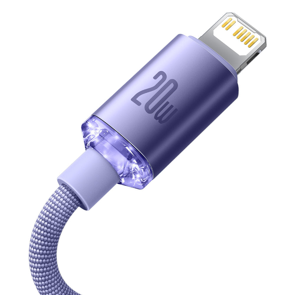 USB-C - Lightning Data- en Oplaadkabel Baseus Crystal Shine Series, 20W, 2m, Paars CAJY000305