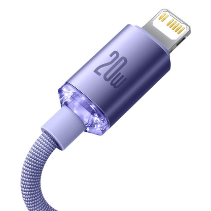 USB-C - Lightning Data- en Oplaadkabel Baseus Crystal Shine Series, 20W, 2m, Paars CAJY000305
