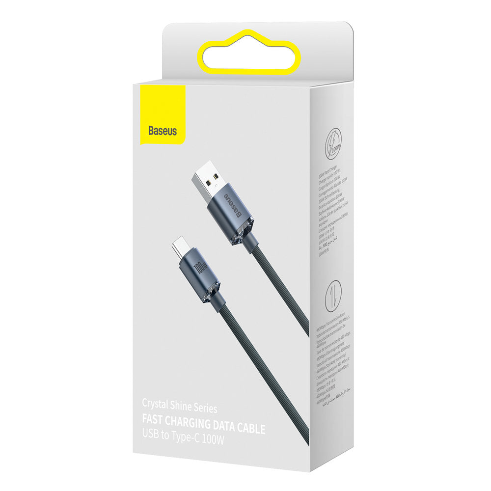 Data and Charging Cable USB-A - USB-C Baseus Crystal Shine Series, 100W, 1.2m, Black CAJY000401