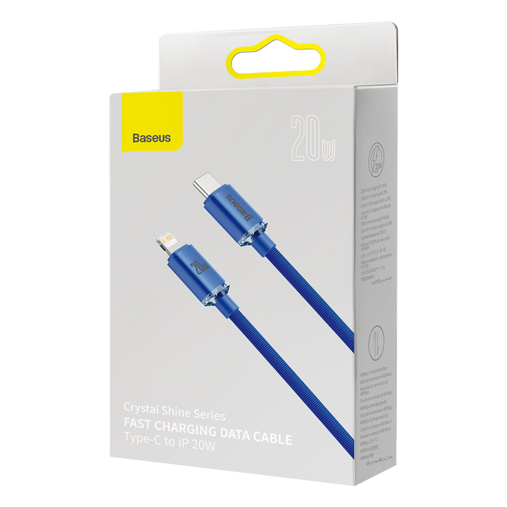 Baseus Crystal Shine Series USB-C - Lightning Data and Charging Cable, 20W, 2m, Blue CAJY000303 