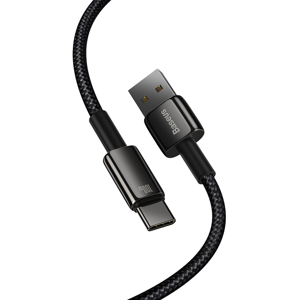 Data and Charging Cable USB-A - USB-C Baseus Tungsten Gold, 100W, 2m, Black CAWJ000101