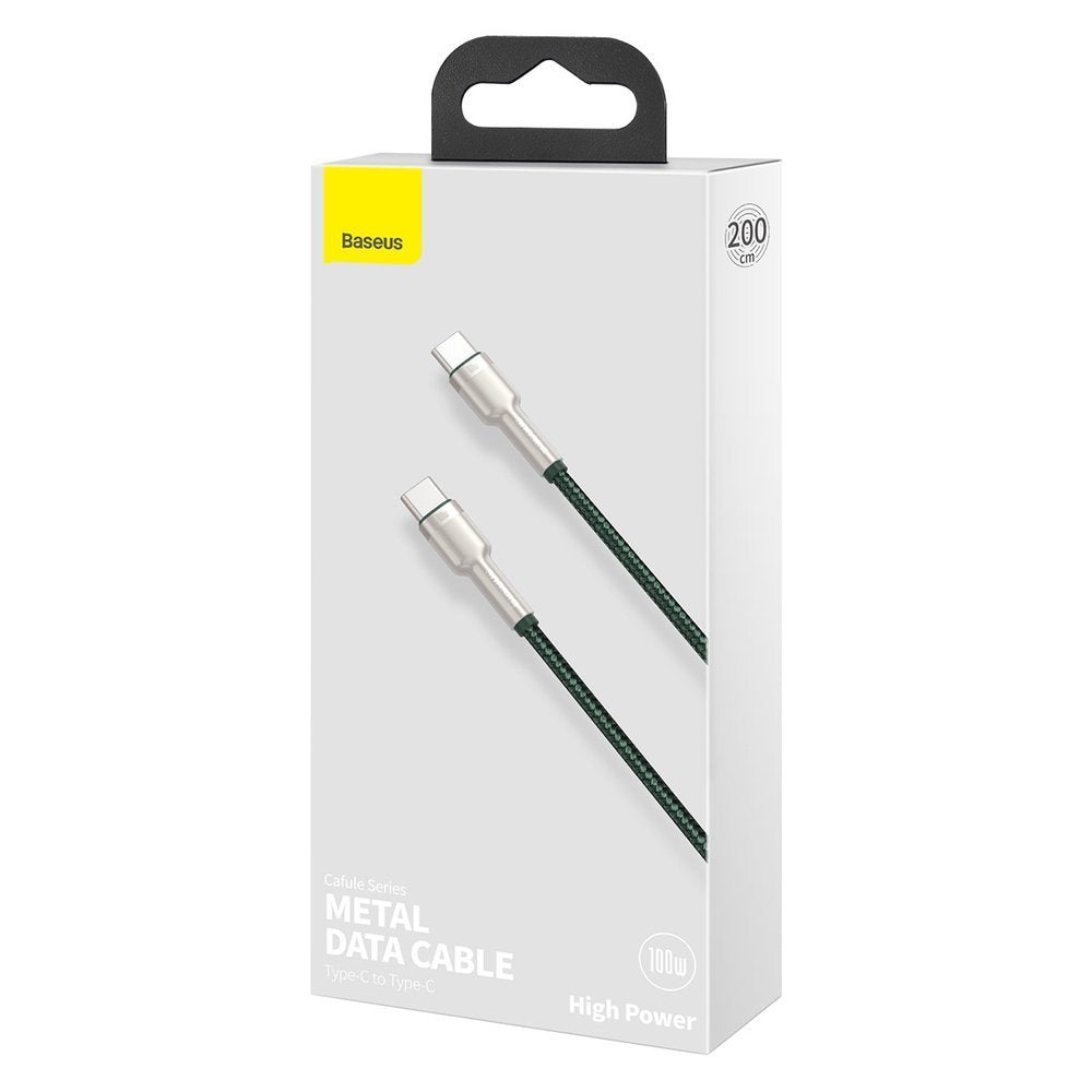 Data and Charging Cable USB-C - USB-C Baseus Coffee Metal Series, 100W, 2m, Green CATJK-D06