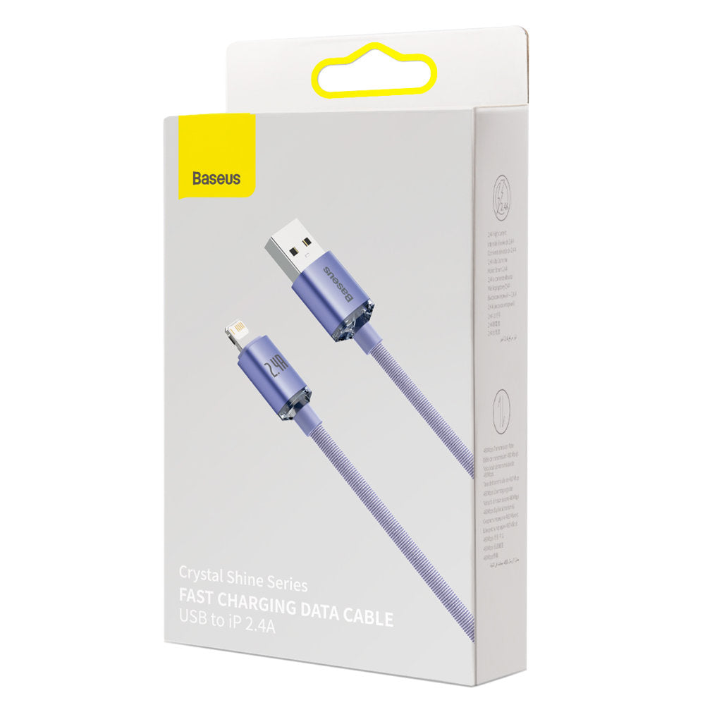 Data and Charging Cable USB-A - Lightning Baseus Crystal Shine Series, 18W, 1.2m, Purple CAJY000005