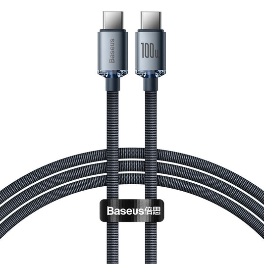 Data and Charging Cable USB-C - USB-C Baseus Crystal Shine Series, 100W, 2m, Black CAJY000701