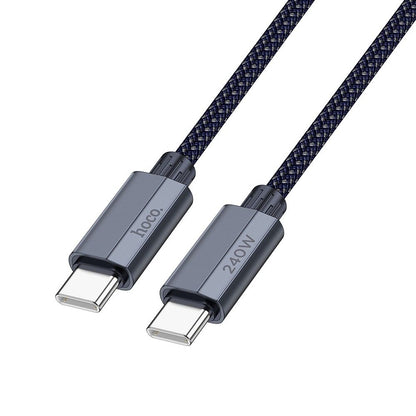 USB-C data- en oplaadkabel - USB-C HOCO U134, 240W, 1,8 m, grijs, USB-C 