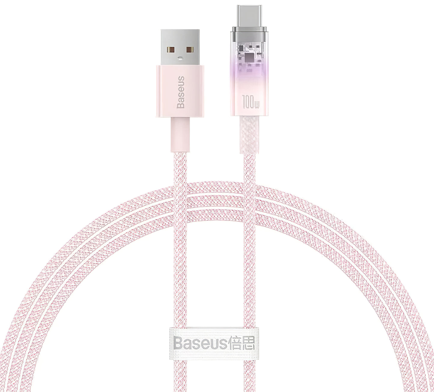 USB-A naar USB-C Baseus Explorer Data- en oplaadkabel, 100W, 1m, Roze CATS010404 