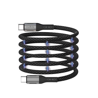 USB-C Data- en Oplaadkabel - USB-C MaXlife MXUC-11 Magnetisch, 100W, 1m, Zwart