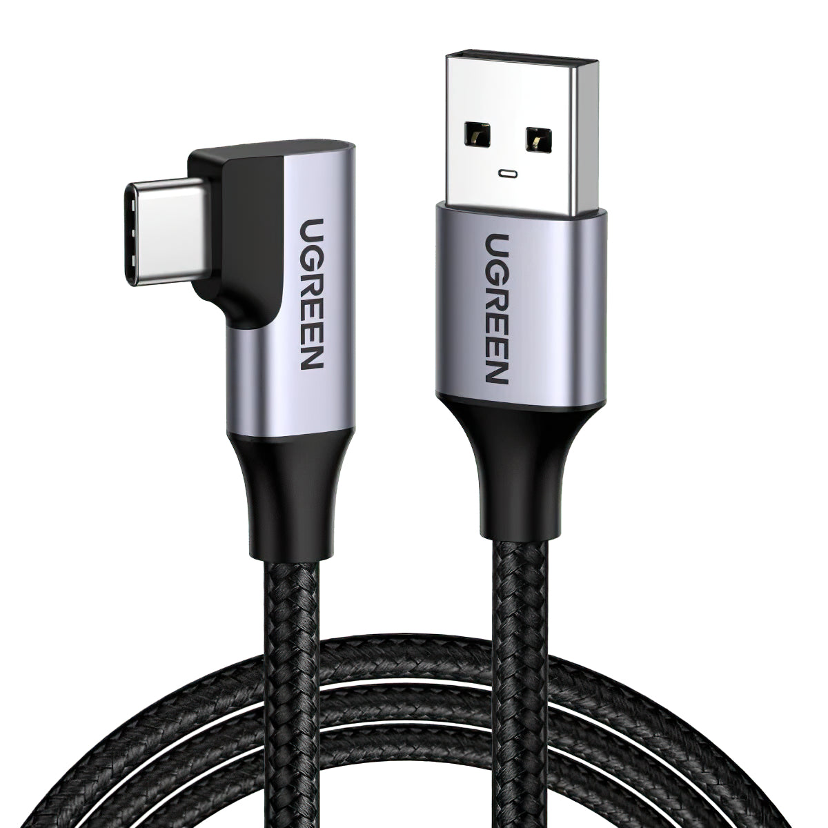 USB-A - USB-C Data- en oplaadkabel UGREEN US385 Schuin, 60W, 1m, Grijs 