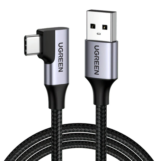 USB-A - USB-C Data- en oplaadkabel UGREEN US385 Schuin, 60W, 1m, Grijs 