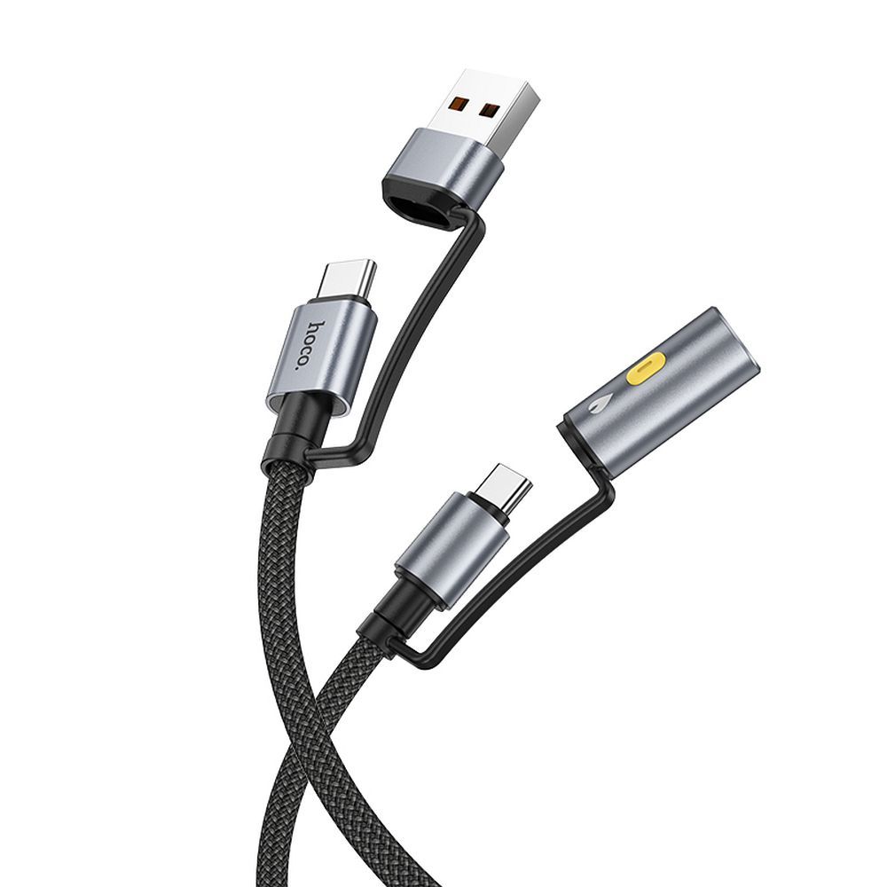 USB-C / USB-A Data- en Oplaadkabel - USB-C / Elektrische Aansteker HOCO U138, 60W, 1.2m, Zwart