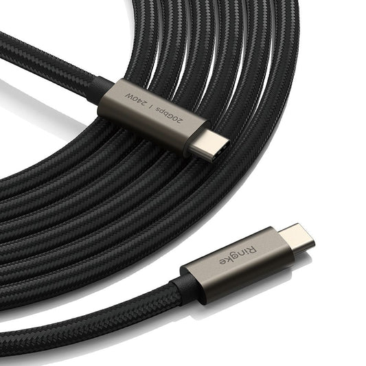 USB-C Data en Oplaadkabel - USB-C Ringke 2X2, 240W, 1m, Zwart