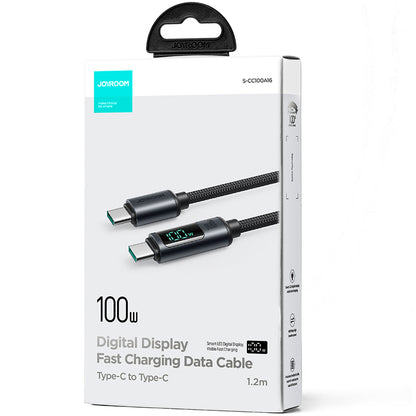 USB-C Data- en Oplaadkabel - USB-C Joyroom S-A16 Prism Display, 100W, 1.2m, Zwart