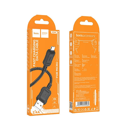 USB-A - microUSB Data- en Oplaadkabel HOCO Leader X94, 18W, 1m, Zwart