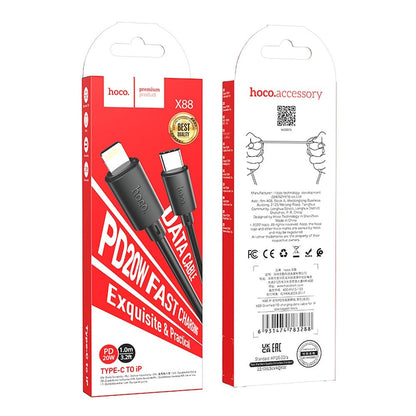 USB-C - Lightning Data en Oplaadkabel HOCO X88, 20W, 1m, Zwart
