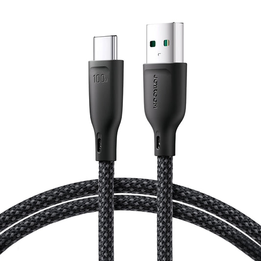 Data- en Oplaadkabel USB-A - USB-C Joyroom Multi-Color S-A34, 100W, 1m, Zwart