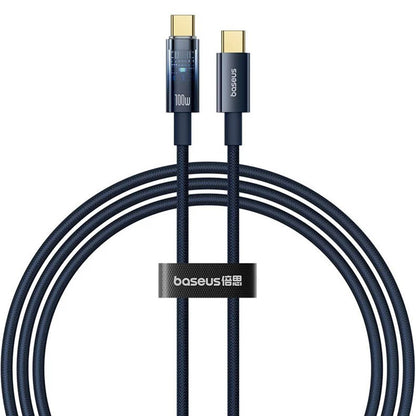 USB-C Data- en Oplaadkabel - USB-C Baseus Explorer, 100W, 1m, Marineblauw P10319704321-00