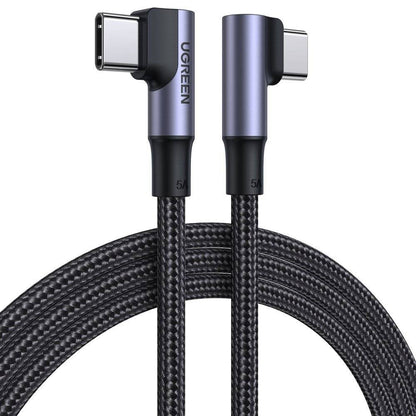 USB-C Data- en Oplaadkabel - USB-C UGREEN US335 Angled, 100W, 2m, Zwart