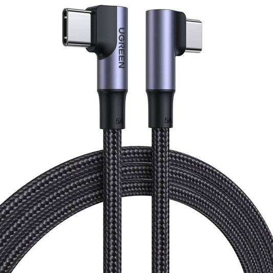 USB-C Data- en Oplaadkabel - USB-C UGREEN US335 Angled, 100W, 2m, Zwart