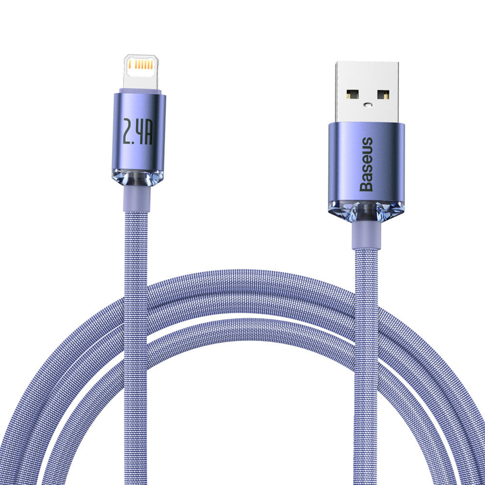 USB-A - Lightning Baseus Crystal Shine Series Data- en Oplaadkabel, 18W, 2m, Paars CAJY000105