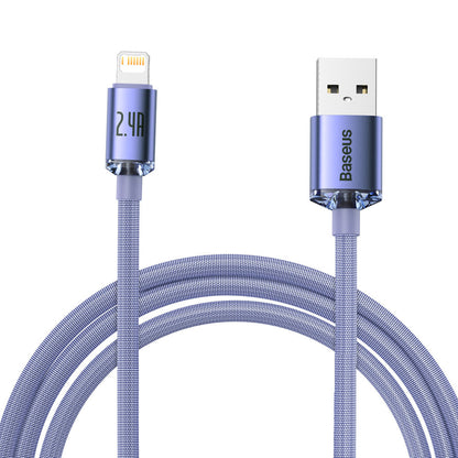 USB-A - Lightning Baseus Crystal Shine Series Data- en Oplaadkabel, 18W, 2m, Paars CAJY000105