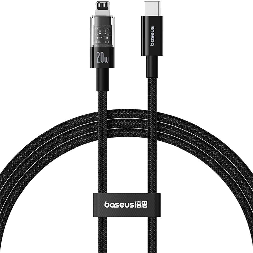 USB-C - Lightning Data en Oplaadkabel Baseus Gem, 20W, 2m, Zwart P10373001111-01