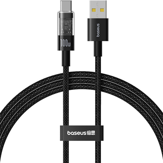 Data- en Oplaadkabel USB-A - USB-C Baseus Gem, 100W, 1m, Zwart P10373002111-00