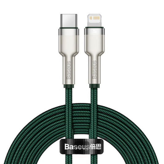 USB-C - Lightning Data en Oplaadkabel Baseus Cafule Metal Series, 20W, 2m, Groen CATLJK-B06