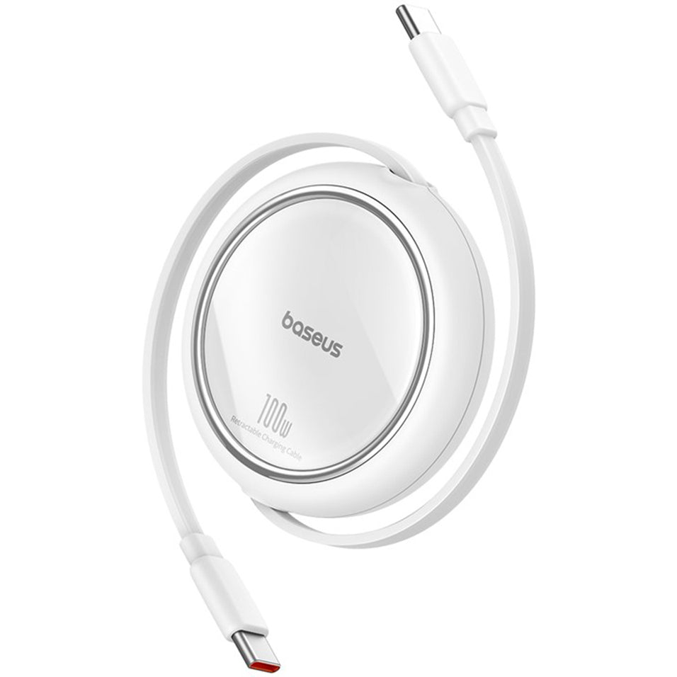 USB-C Data- en Oplaadkabel - USB-C Baseus Free2Draw Mini Retractable, 100W, 1m, Wit P10364500211-00