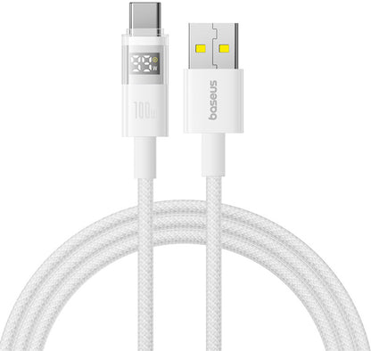 Data- en Oplaadkabel USB-A - USB-C Baseus Display 2, 100W, 2m, Wit P10382701211-01