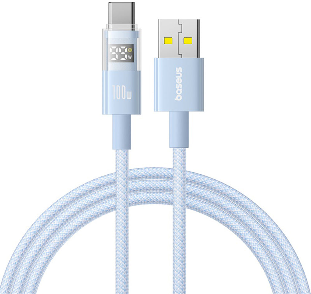 Data- en Oplaadkabel USB-A - USB-C Baseus Display 2, 100W, 1m, Blauw P10382701311-00