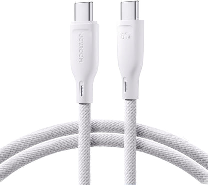 USB-C Data- en Oplaadkabel - USB-C Joyroom Multi-Color S-A34, 60W, 1m, Wit