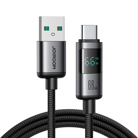 Data- en Oplaadkabel USB-A - USB-C Joyroom S-A16 Pro Prism Display, 66W, 1.2m, Zwart