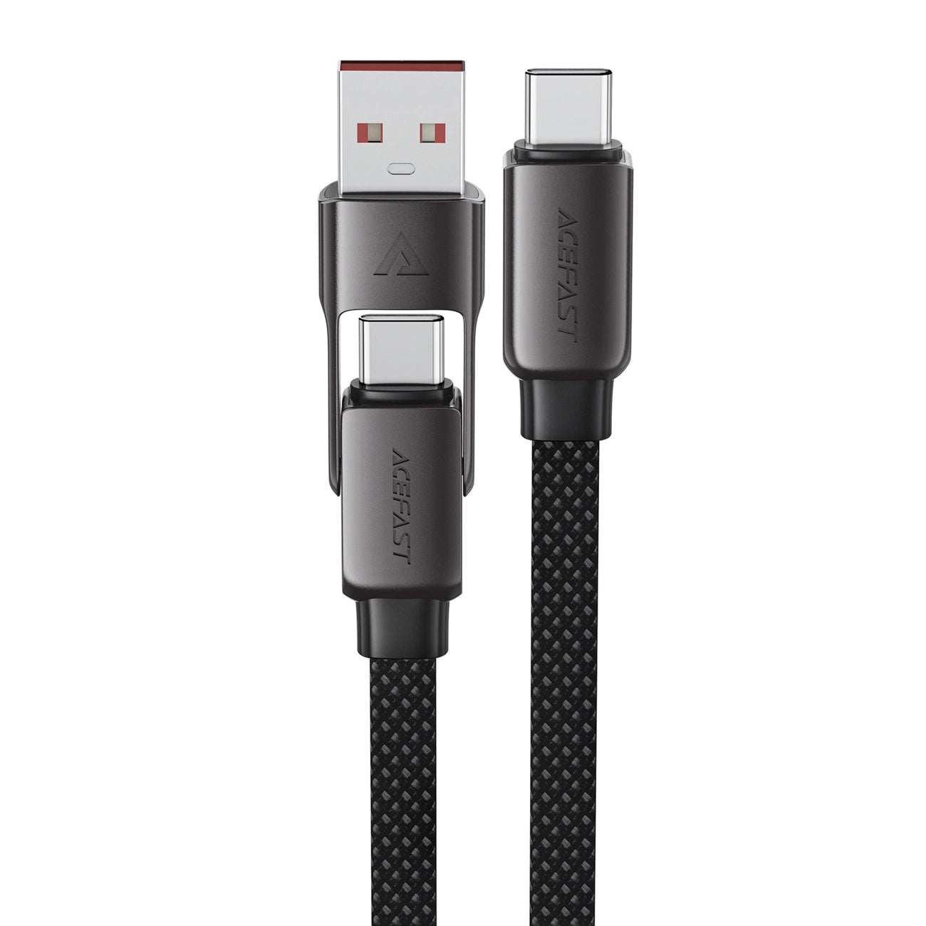 USB-C - USB-A / USB-C Acefast C13-05 Data- en Oplaadkabel, 60W, 0.2m, Zwart