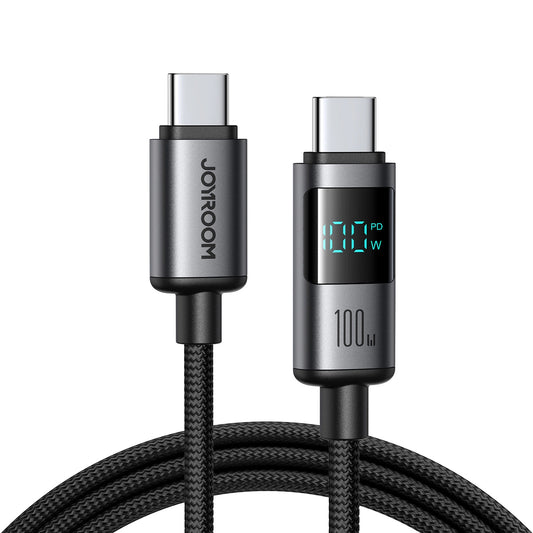 USB-C Data- en Oplaadkabel - USB-C Joyroom S-A16 Pro Prism Display, 100W, 1.2m, Zwart