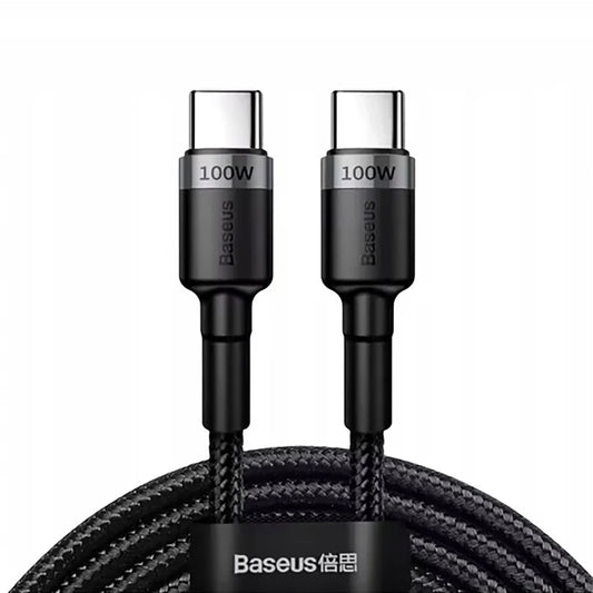 USB-C Data en Oplaadkabel - USB-C Baseus Cafule, 100W, 2m, Grijs CATKLF-BLG1