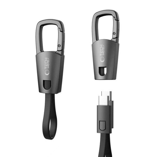 USB-C Data- en Oplaadkabel - USB-C Tech-Protect Ultraboost DNA Sleutelhanger, 60W, 0.17m, Gri