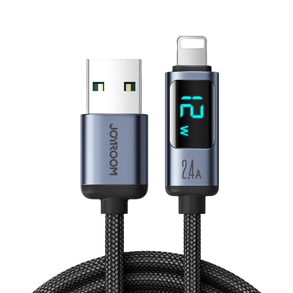 Data- en Oplaadkabel USB-A - Lightning Joyroom S-A16 Prism Display, 12W, 1.2m, Zwart