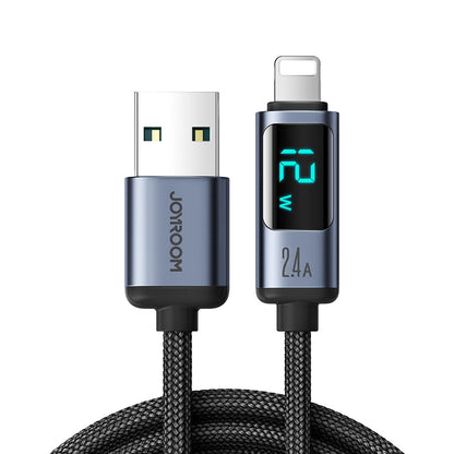 Data- en Oplaadkabel USB-A - Lightning Joyroom S-A16 Prism Display, 12W, 1.2m, Zwart