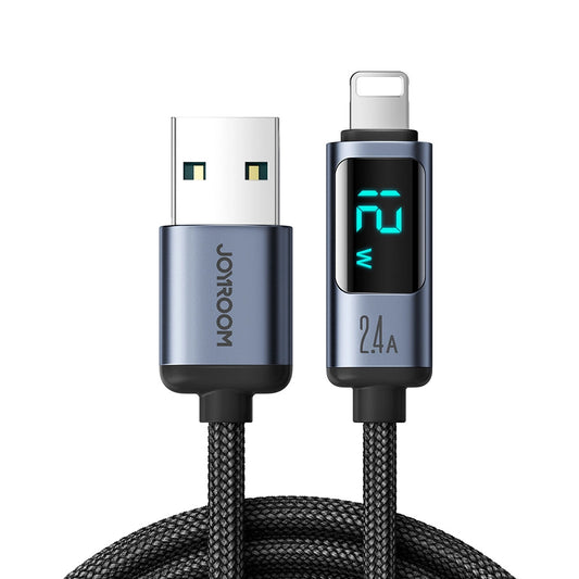 Data- en Oplaadkabel USB-A - Lightning Joyroom S-A16 Prism Display, 12W, 1.2m, Zwart